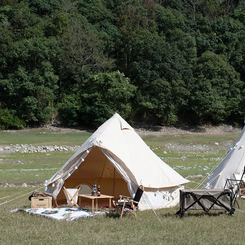Günstig Hohe Qualität 5-8 Person Camping Zelt 4-Saison Outdoor Luxus Camping Pyramide Große Jurte Atmungsaktive Baumwolle Naturehike Baldachin Zelt