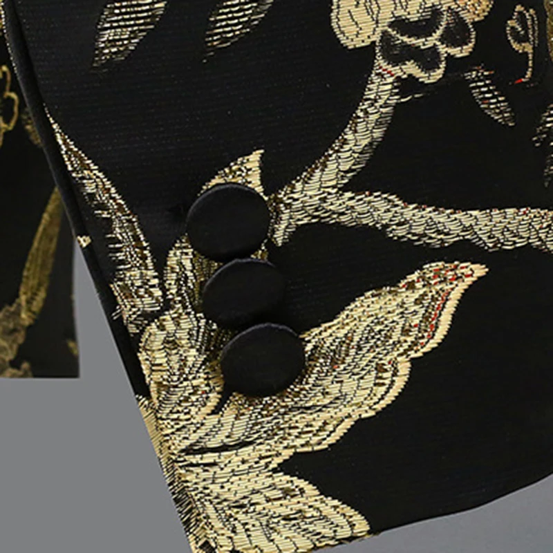 Дизайн осень зима мужские костюмы с вышивкой Королевский Золотой Красный