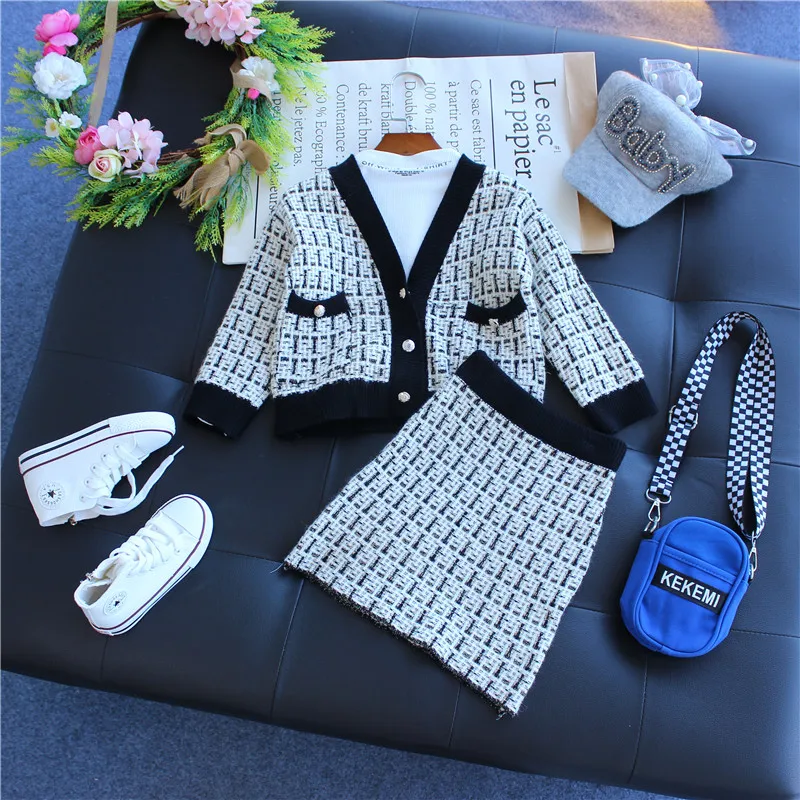 2019 для девочек зимняя одежда комплект рубашка с длинным рукавом в клетку