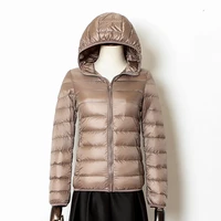 new women thin down jacket white duck down hooded ultralight jackets autumn and winter warm coats female portable outwear