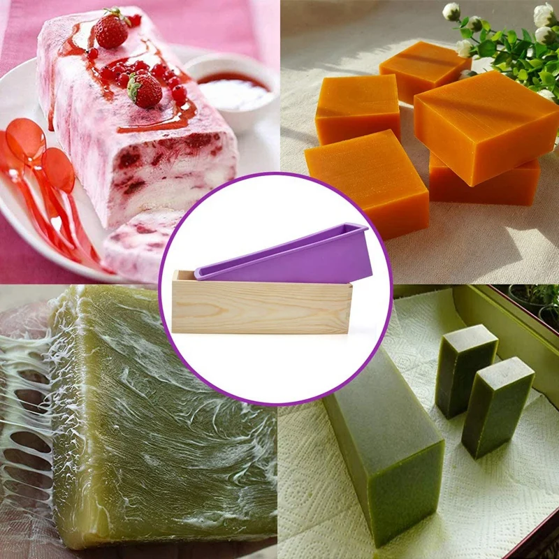 

Silicone Soap Mold Kit ,2 Soap Mold with Wooden Box, Stainless Steel Wave Shape and Straight Scraper for Soap Making