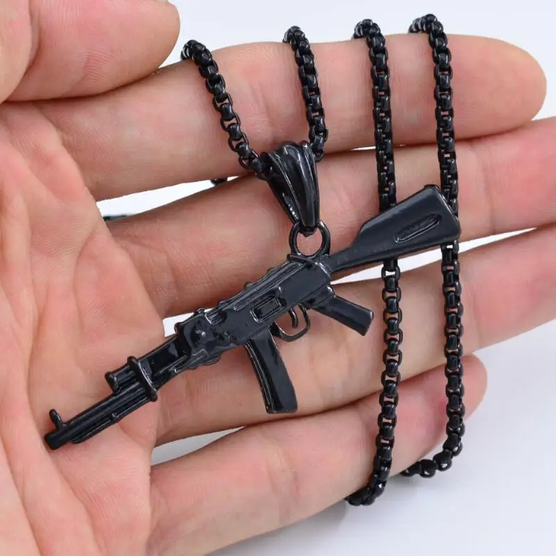Новинка, счетчик страйк, AK47, мужское ожерелье с подвеской в виде пистолета, Ретро стиль, золото, готический стиль, УЗИ-винтовка, ожерелье, мужские ювелирные ожерелья, подарок - Окраска металла: 3