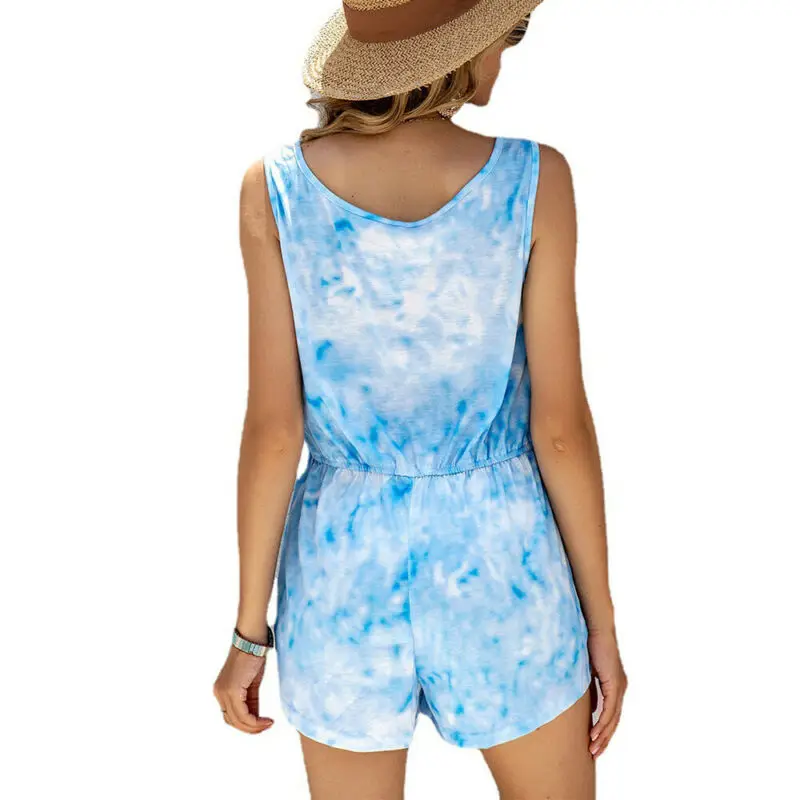 

Women's Tie Dye Summer Holiday Baggy Jumpsuit Casual Beach Sports Playsuit UK