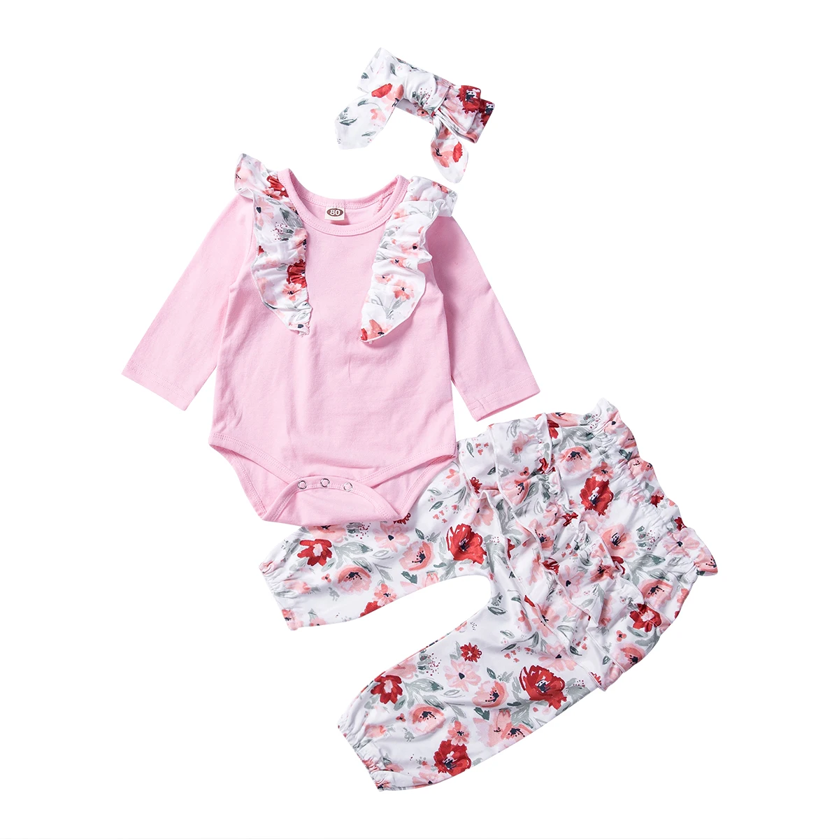 Комбинезон для новорожденных девочек с длинным рукавом и цветочным принтом|Комплекты одежды девочек| |