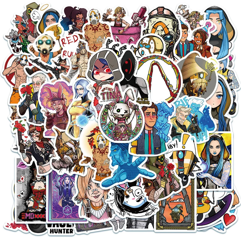 

50PCS Borderlands Game Graffiti Stickers Travel Luggage Guitar Fridge Laptop Waterproof Cool Cartoon Decals Sticker Kid Gift