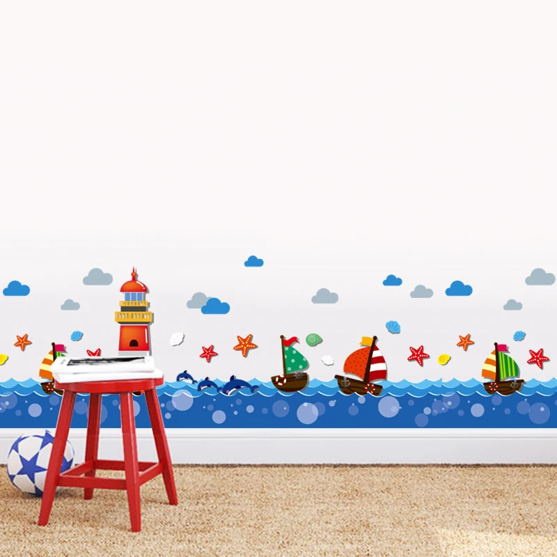 Парусная яхта маяк Виниловая наклейка сделай сам дизайн интерьера настенное