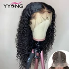 YYong длинные 32 30 дюймов 180% полная часть 1x6 T кружевные передние бразильские волнистые прозрачные человеческие волосы кружевные парики для женщин предварительно выщипанные
