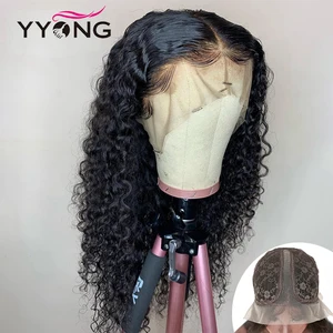 YYong длинные 32 30 дюймов 180% полная часть 1x6 T кружевные передние бразильские волнистые прозрачные человеческие волосы кружевные парики для женщин предварительно выщипанные