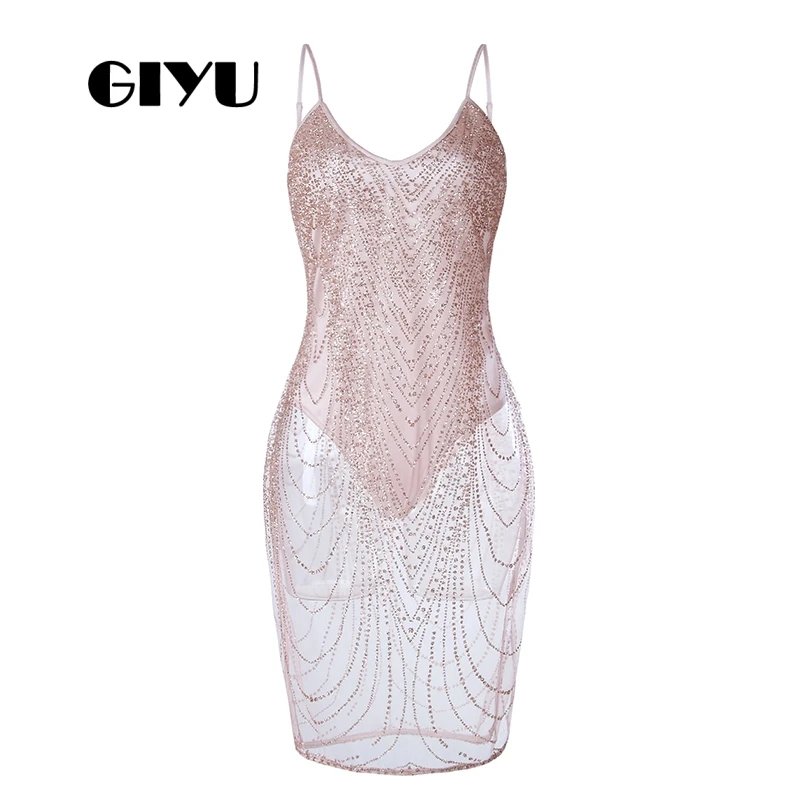 GIYU сексуальное женское платье с открытой спиной без бретелек прозрачное Vestido для