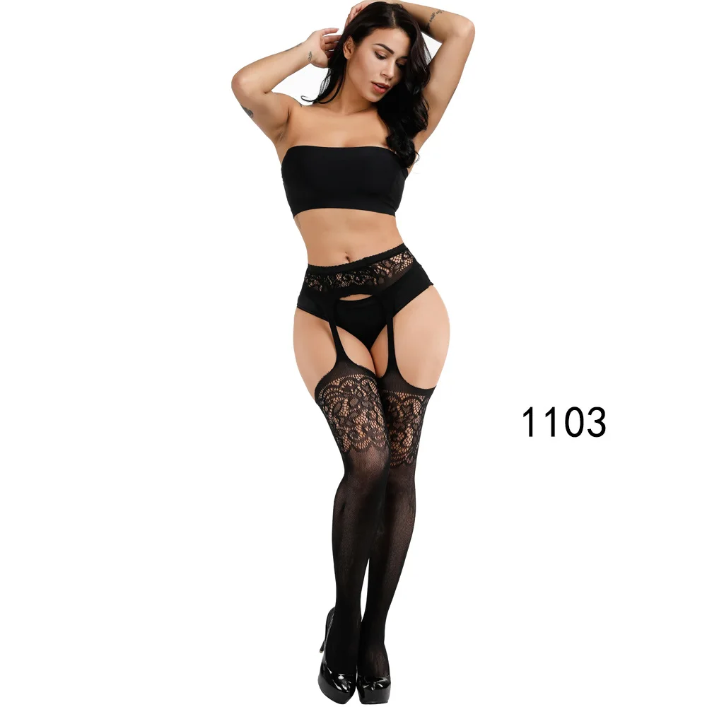 

Hot Sale Erotic Stockings With Garter Belt For Women Fishnet Pantyhose Plus Size Thigh High Socks Sexy Lingerie