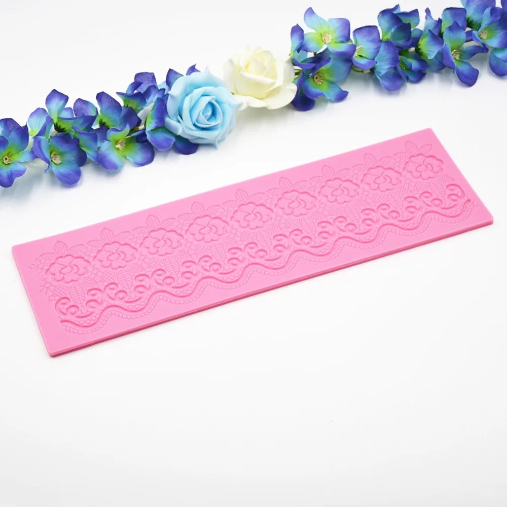 Новый розовый Дамаск кружевной силиконовый коврик силиконовая форма для