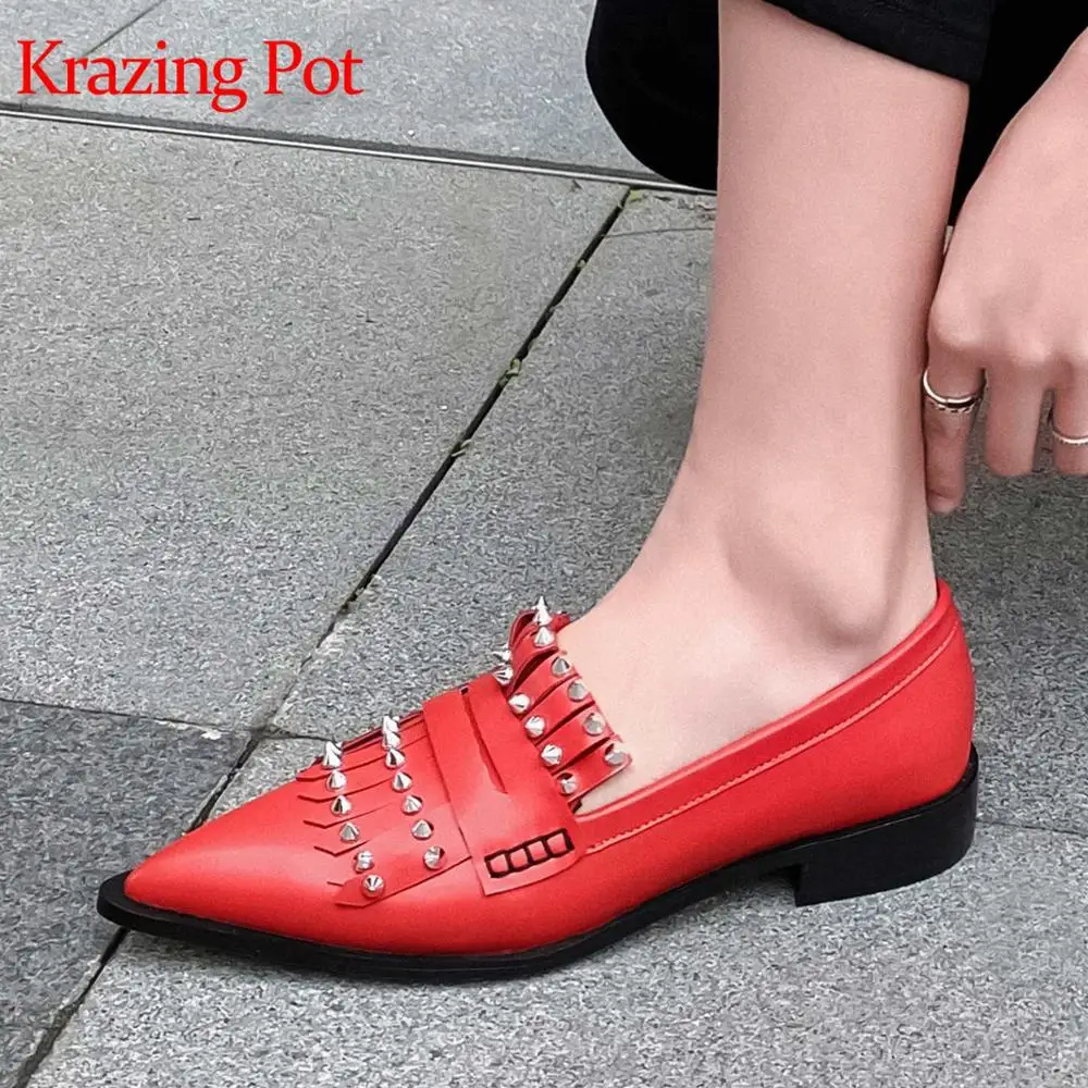 Разноцветные туфли Krazing Pot из овечьей кожи с острым носком на низком каблуке