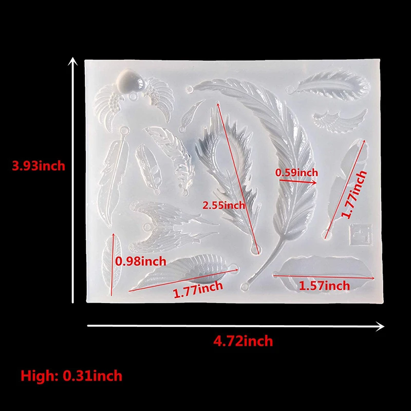 

Jewelry Mold Feather Shapes Making Pendant Silicone Resin Cake DIY Craft Tools Handmade Tool Epoxy Resin Molds