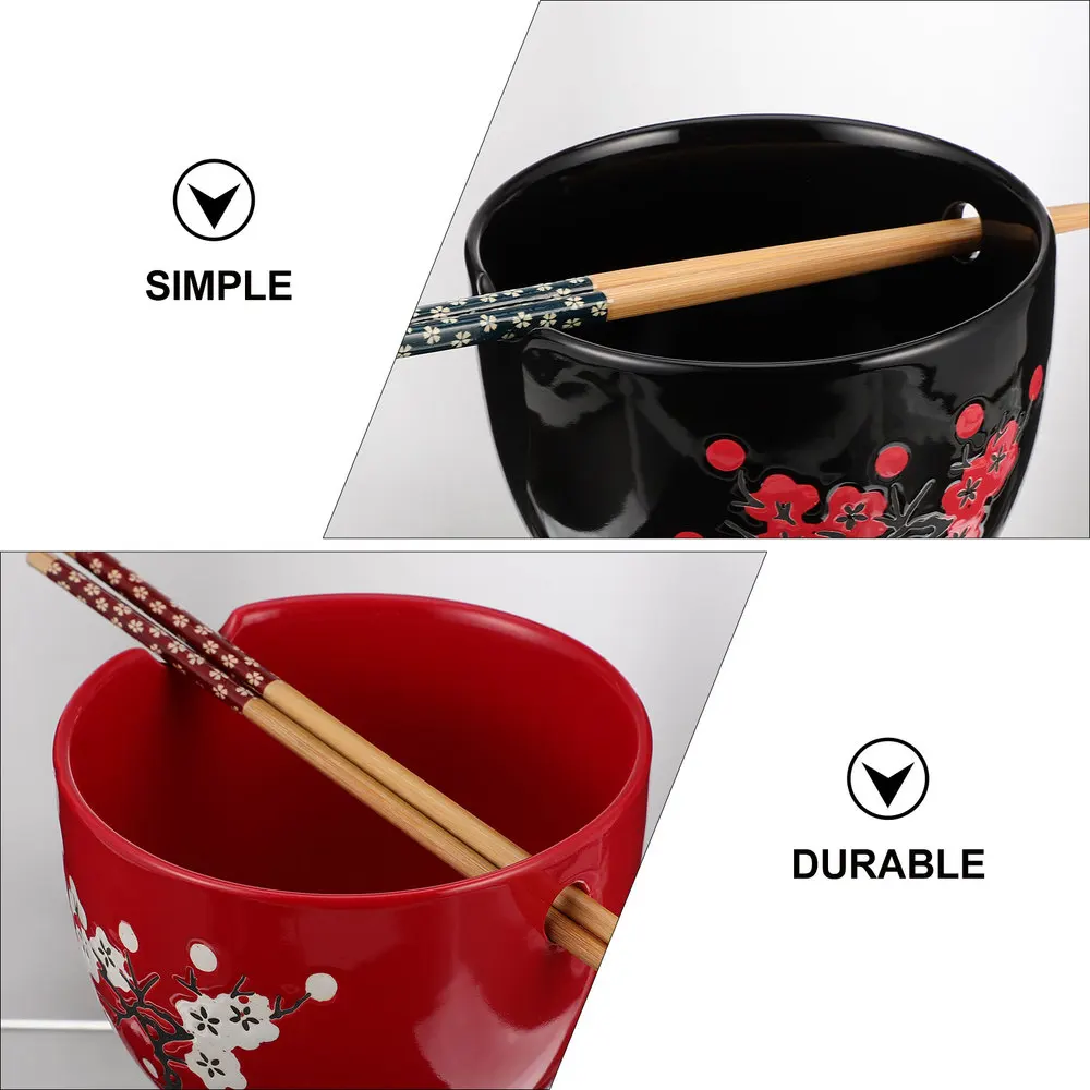 

1 Set Japanese Style Ceramic Noodle Bowls Lovers Bowls and Chopsticks Set