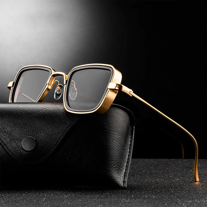 

2021 New Vintage Steampunk Sunglasses Men Women Retro Metal Square Men's Sun Glasses Male Trendy Brand Shades For Men UV400
