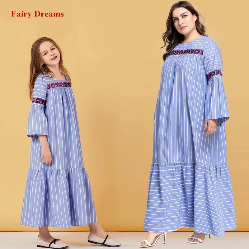 Женские мусульманские платья с вышивкой для девочек abaya Дубай Турецкая индейка