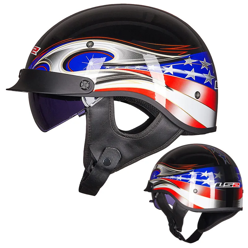 LS2 OF526 Open Face Motorcycle Helmet Retro Half Vintage Scooter With Inner Lens And Peak Man Woman Capacete Moto | Автомобили и