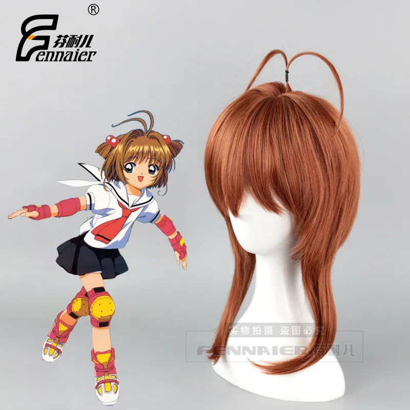 Парик из японского аниме Карточка парик КИНОМОТО Сакура коричневый в стиле