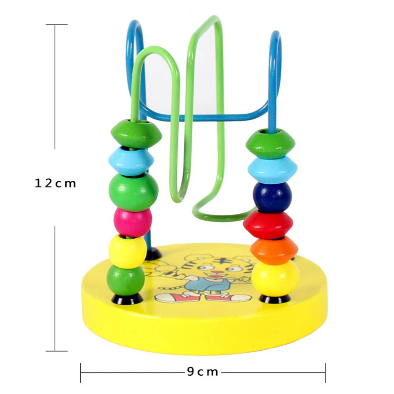 

Children Woodencartoon Toys Baby Early Education Toys Wooden Mini Small Colorful Beads Blocks Toys for Above 3 Years Kids