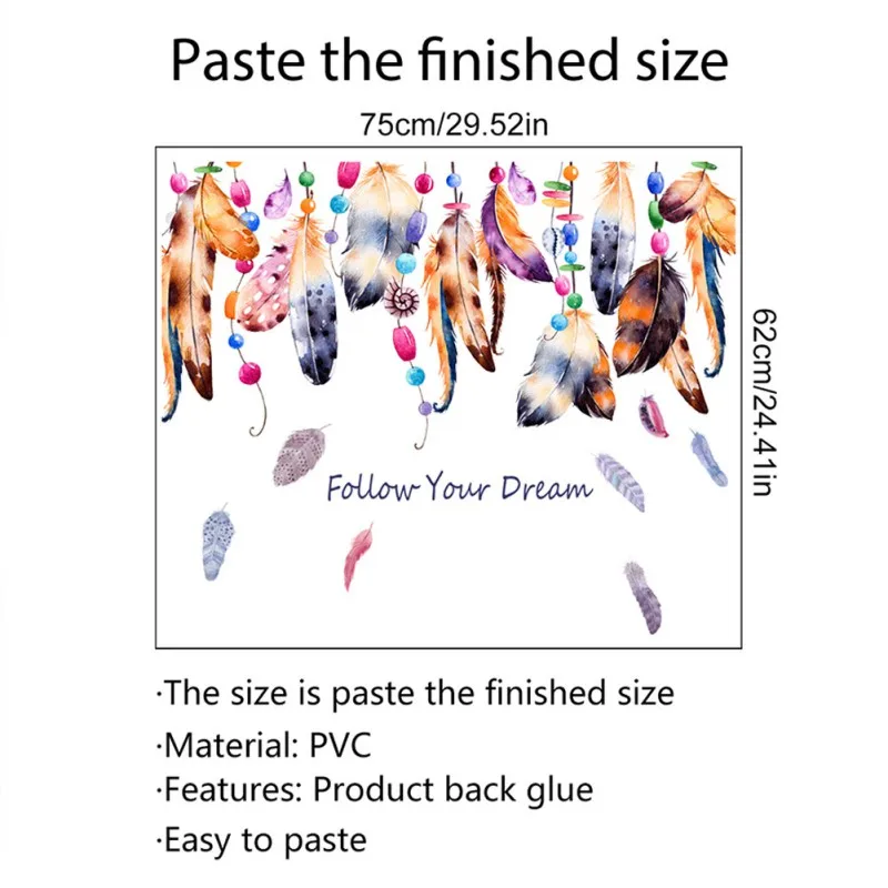 

Wholesale Colorful Feather Agate Wall Stickers Living Room Bedroom Background Wall Decoration