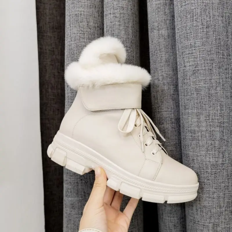 Taoffen/2020 женские ботильоны с Плюшевым Мехом повседневные уличные зимние ботинки
