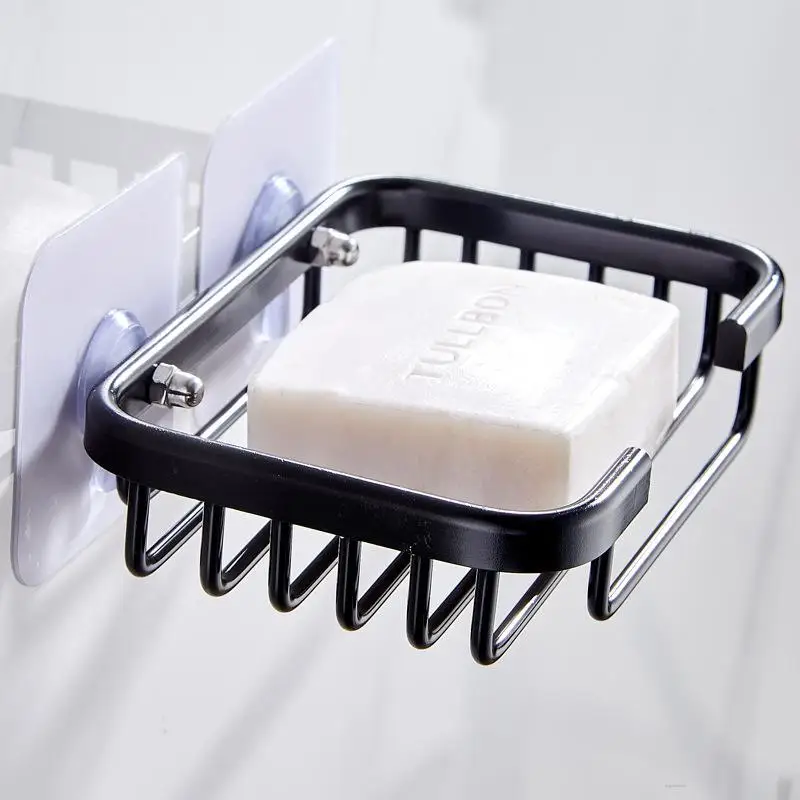 

Perforation-free Seamless Suction Wall-mounted Soap Net Soap Dish Drain Soap Holder Space Aluminum Soap Dish