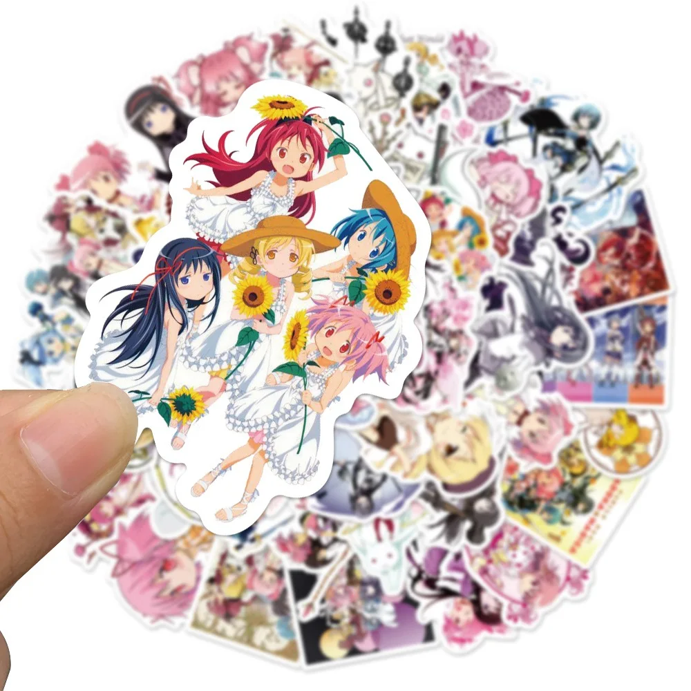 Pegatinas de Puella Magi Madoka Magica, figura de Anime de TV, Catoon Kaname, Maleta bonita para port&aacute;til, maleta para tel&eacute;fono, juguete de decoraci&oacute;n DIY, 50 Uds.-0