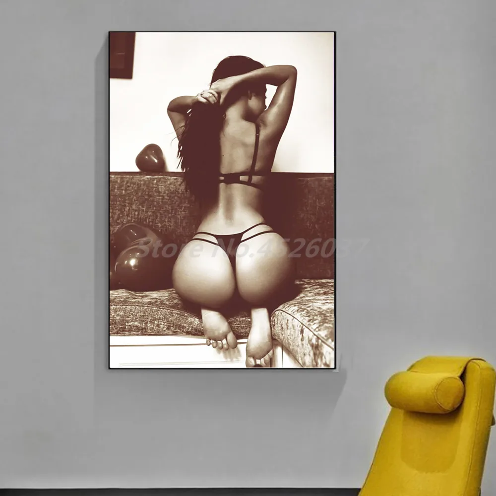 Деми Роза горячая девушка модель Booty черно белая плакаты постеры на холсте