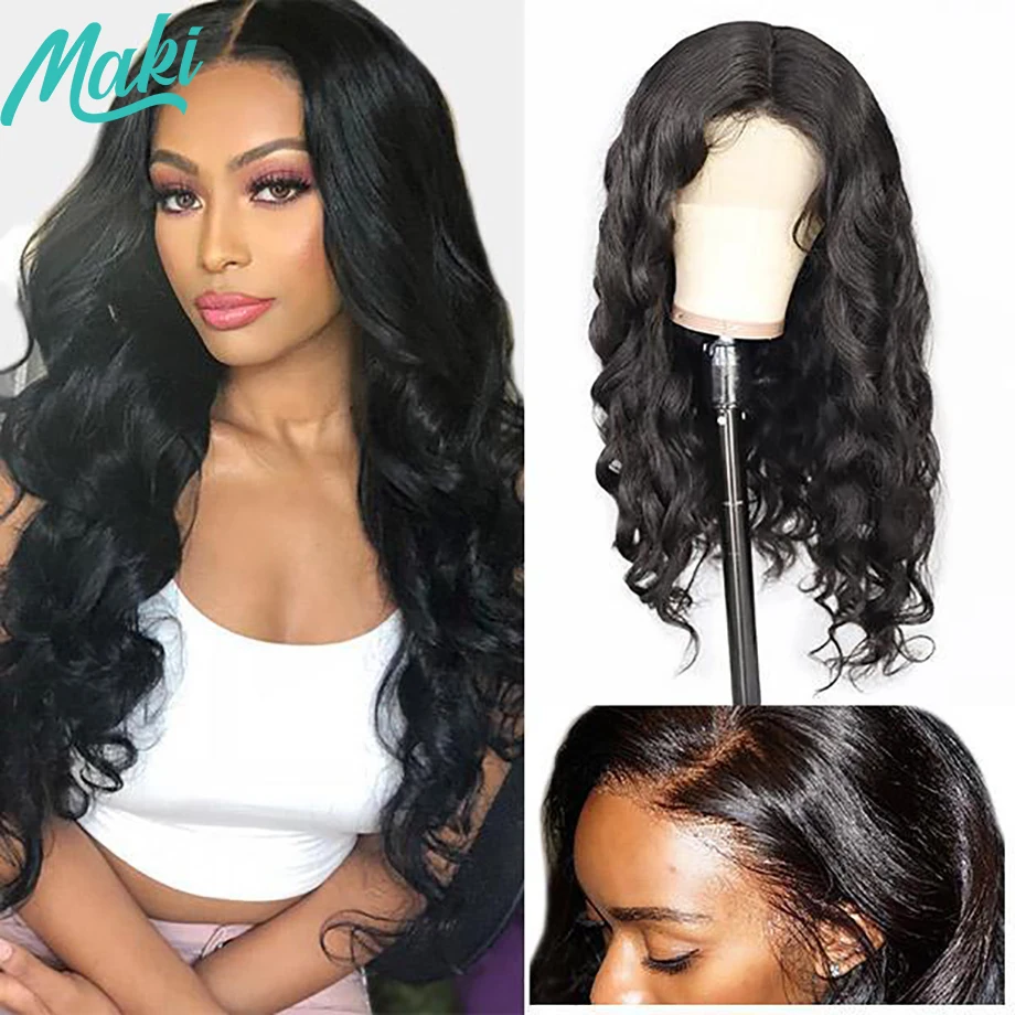 

Maki Hair Long Body Wave Wigs 13x4 Inch Closure Wig Density 180% and 150% Natural Lace Wig with Pre-Plucked Natural Hairline