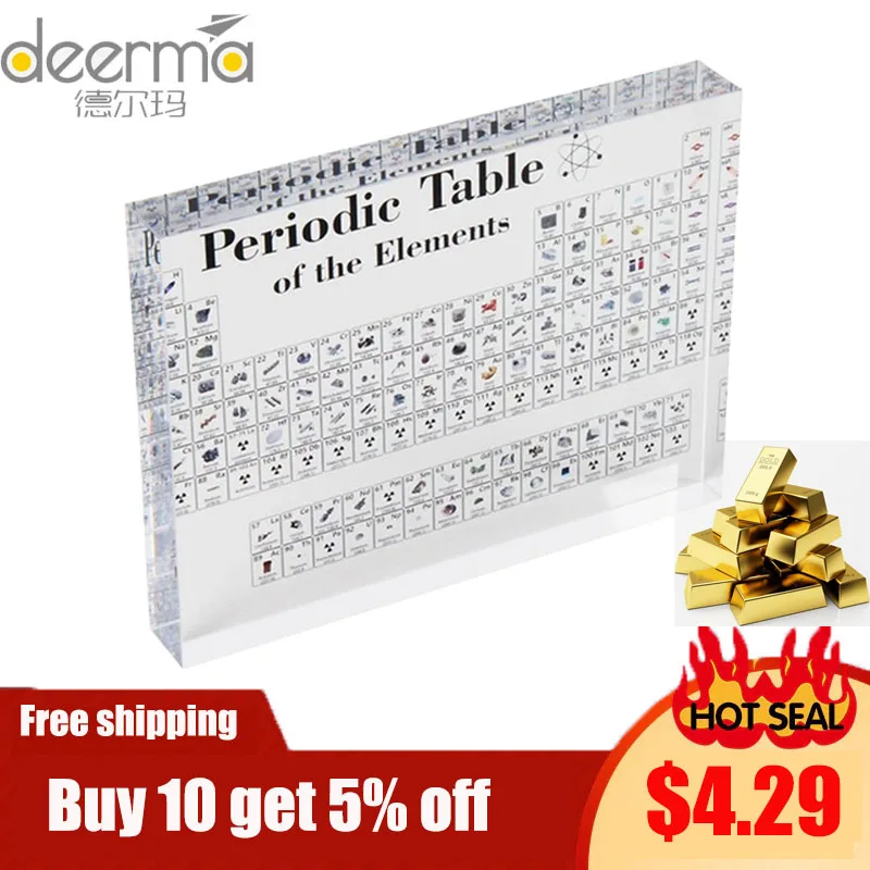 New Acrylic Periodic Table Display With Real Elements Kids Teaching School Day Birthday Gifts Chemical Element Display Home Deco