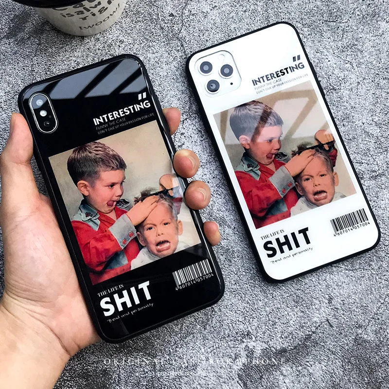

Iphone Case Spoof Haircut Boy Mobile Phone Case Glass Cover Fun Europe and America Apply To Apple 11Promax Case 12Promax Case X