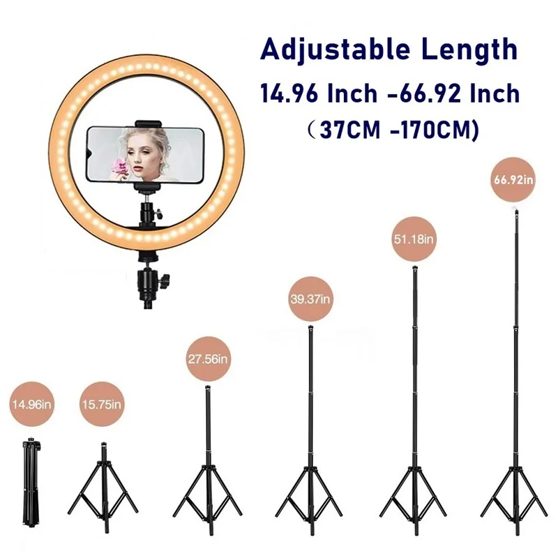 

Dimmable LED Selfie Ring Fill Light Phone Camera Led Ring Lamp With Tripod For Makeup Video Live Aro De Luz Para Celular Tripode