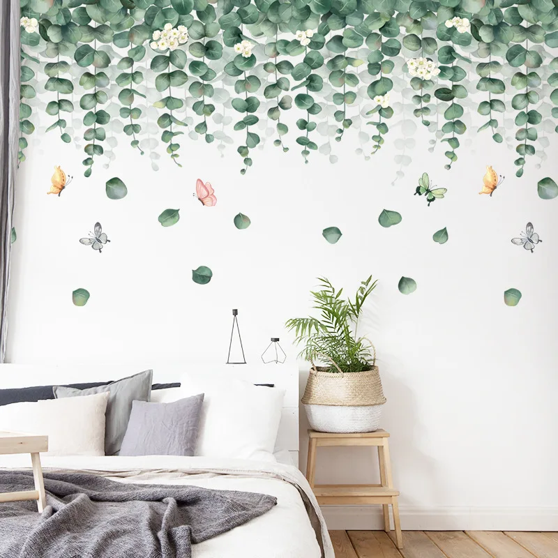 Наклейки на стену в скандинавском стиле листья из ротанга аксессуары для
