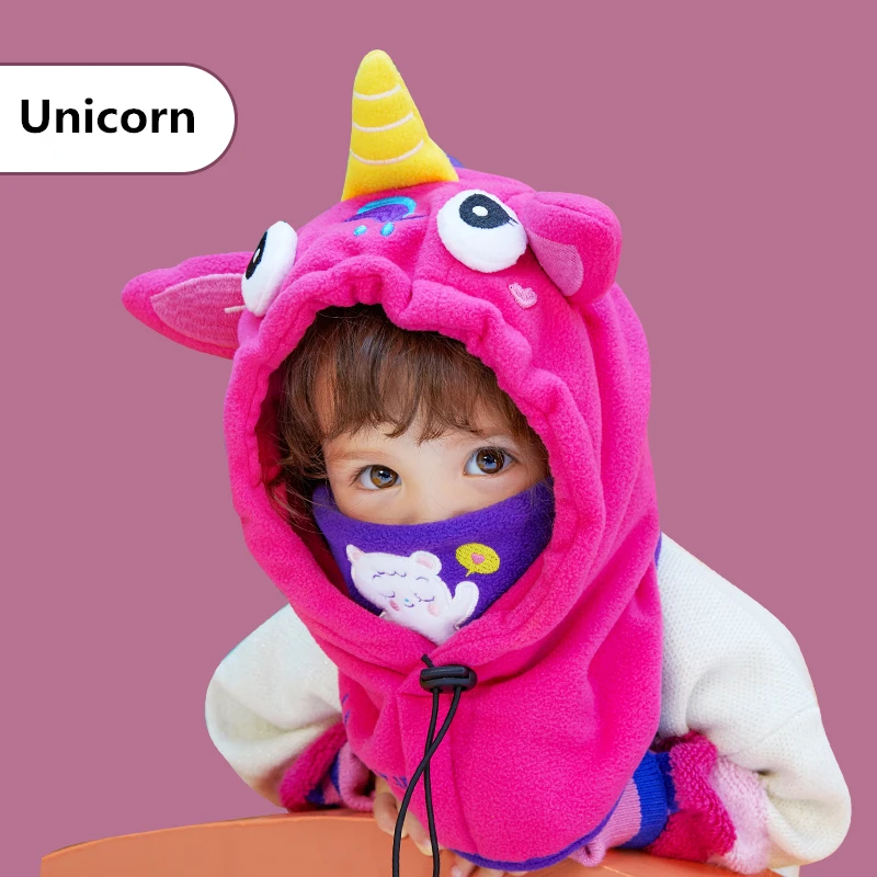 

Cartoon 3D Masked Hat Boys Girls Winter Hat Children Warm Skullies Beanie Unique Design Masked Hood Cap For Kids 1-10 Years Old