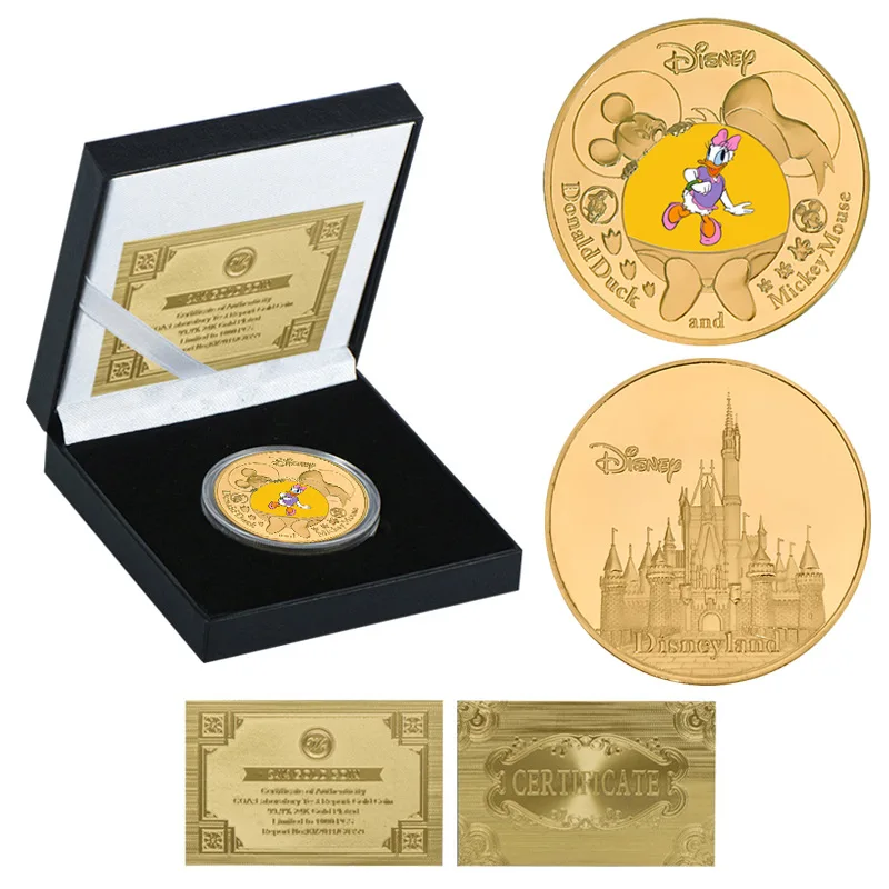

Disney Anime Mickey Mouse Donald Duck Daisy Duck Gold Plated Gold Coin Game Commemorative Coin Toys Kids Gift