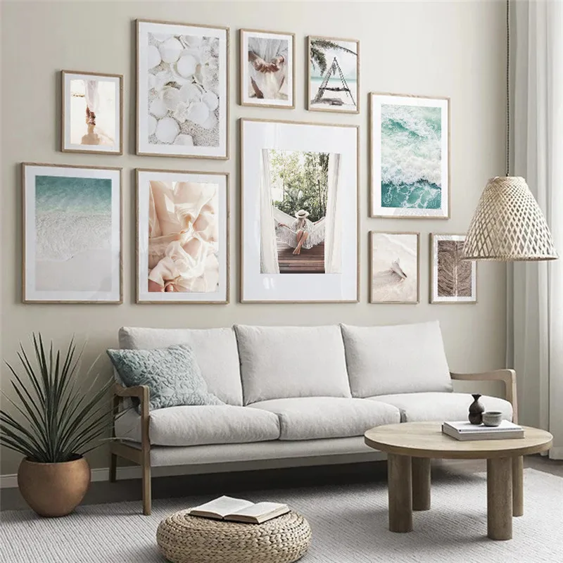 Морской пейзаж бикини девушка Пляжная Настенная картина кокосовое дерево холст