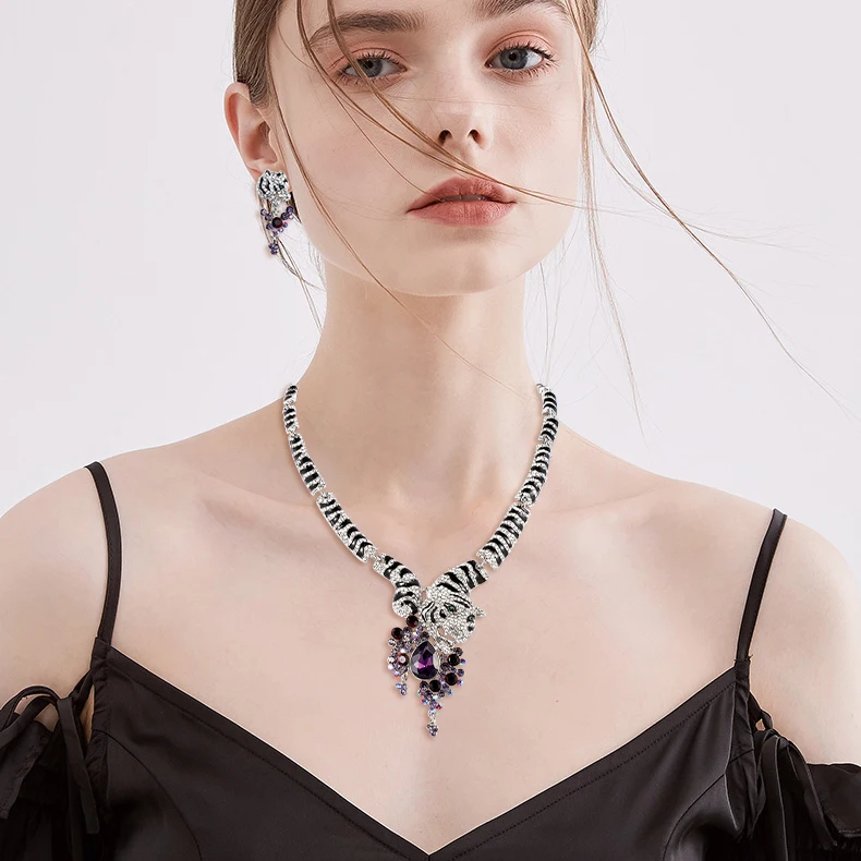 Роскошные привесное ожерелье серьги для женщин в готическом стиле поп животных