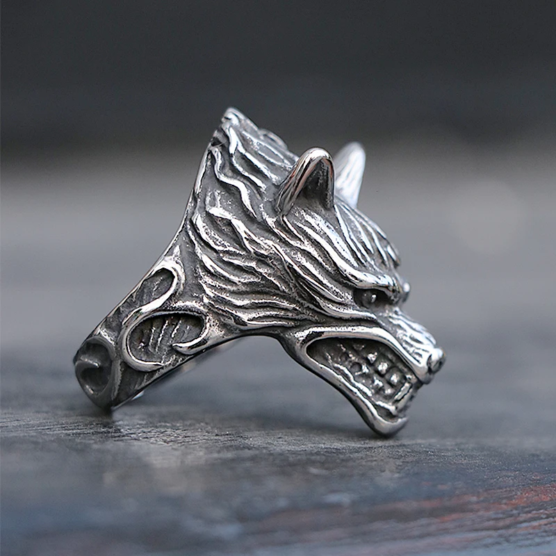 Прохладный 316L Нержавеющая сталь Викинг Волк кольцо Для мужчин Байкер Волчья