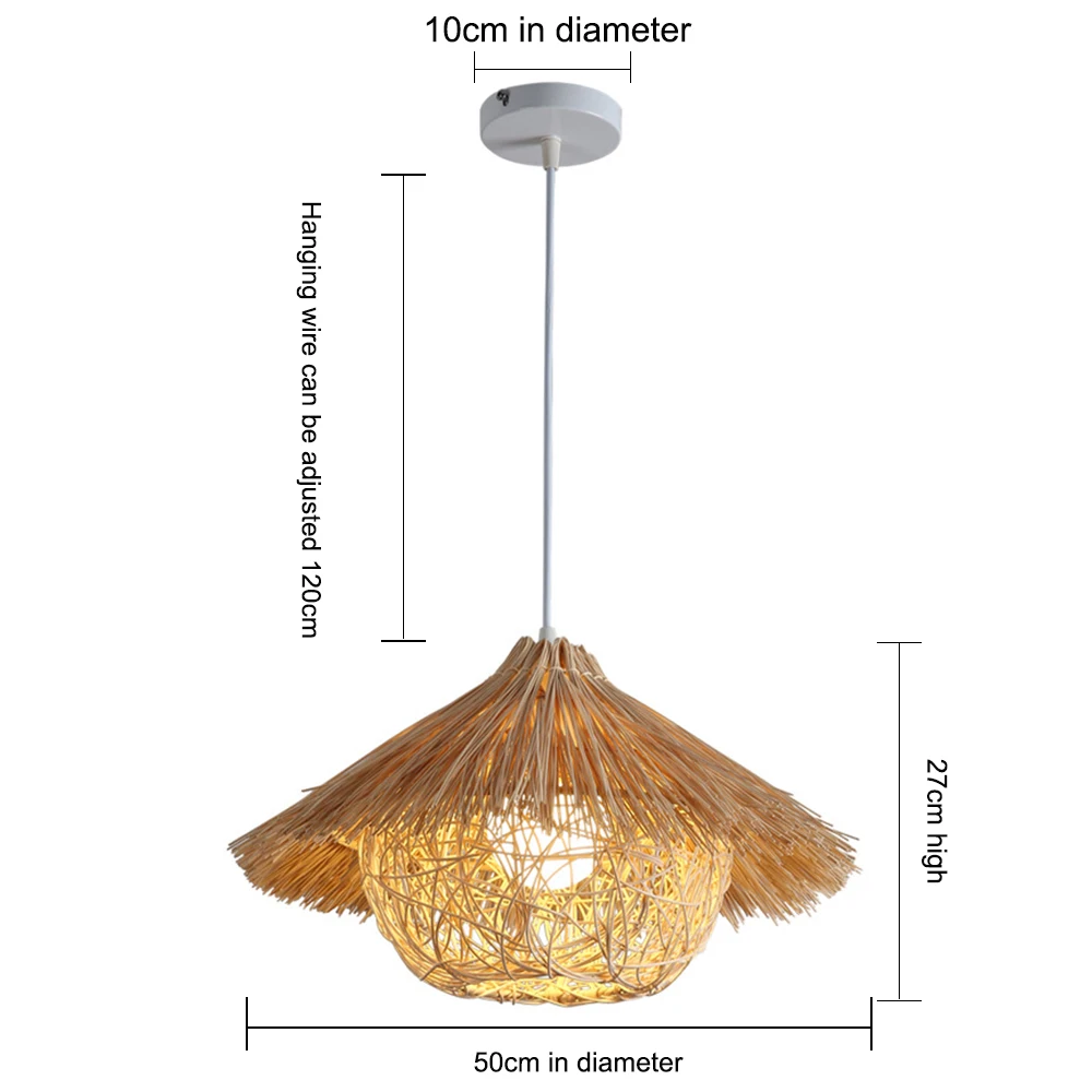 Ручной подвесной светильник E27 в японском стиле из ротанга для ресторана спальни