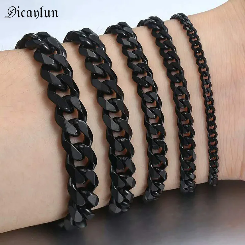 Мужской браслет с кубинскими звеньями DICAYLUN из нержавеющей стали в стиле хип хоп