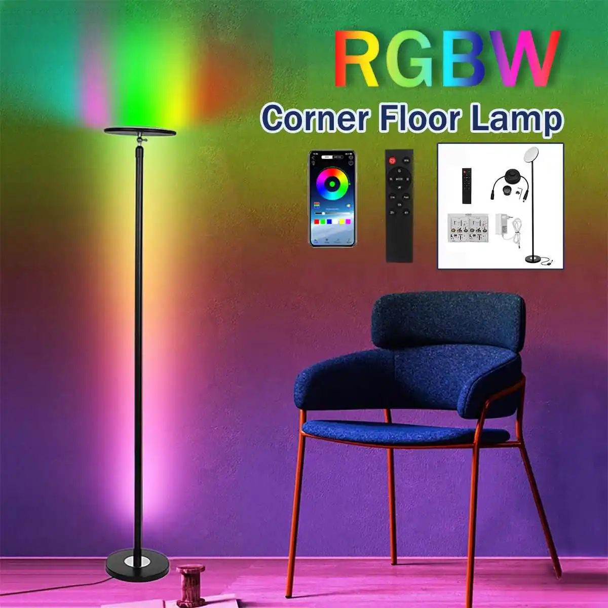 

RGB светодиодная Напольная Лампа для спальни, прикроватная декоративная Напольная Лампа, украшение для гостиной, комнатная стоячая подставк...