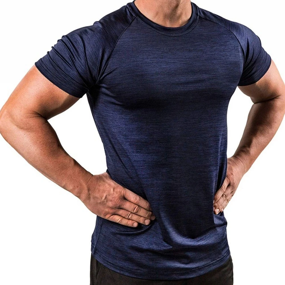

New Running Sport T-shirt Mens Skinny Quick dry Shirts Gym Fitness Training Superelastic Tee Tops Male Jogging Workout Clothing