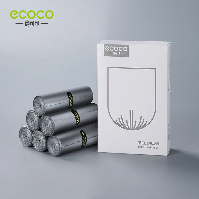 

ECOCO Garbage Bag Household Portable Kitchen Accessories Garbage Bag Flat Mouth Drawstring Automatic Closing Large Plastic Bags