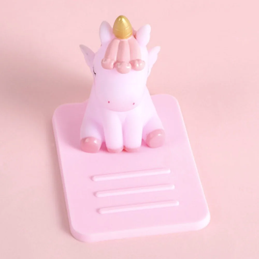 Pink Милый Противоскользящий телефон с единорогом, подставка, держатель для телефона, поддержка стола, декор для телефона, кронштейн для iPhone, для XiaoMi, для huawei, soporte movil - Цвет: Pink