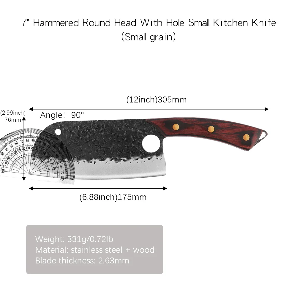 

Sowoll Cleaver Knife Kitchen High Carbon Steel 7 Inch Butcher Chinese Chef Knife Vegetable Slicer Cutter Knife Tool Wood Handle