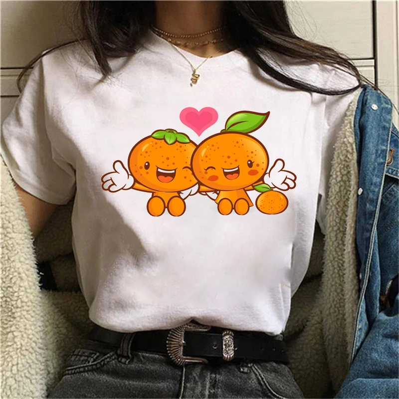 

Summer Women's T-shirt Cute Persimmon Printing T-shirt Girls Women Creative Fashion T-shirt New Fashion Top Women Tees