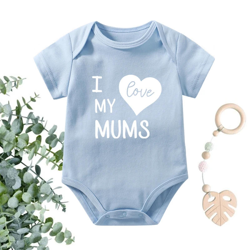 Забавные комбинезоны для новорожденных с принтом I Love My mors хлопковые коротким