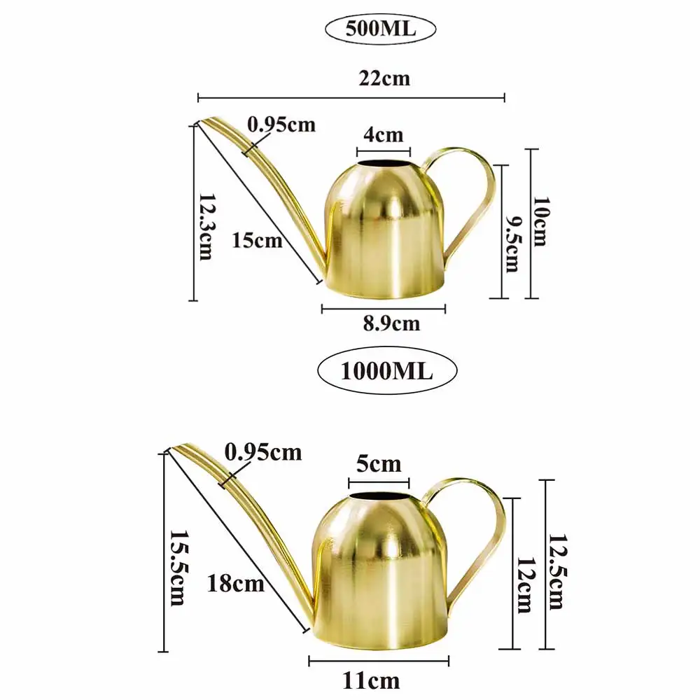 

500ML /1000ML Watering Pot Long Mouth Water Can Stainless Steel Water Sprayer For Flower Plants Garden Planting Tools