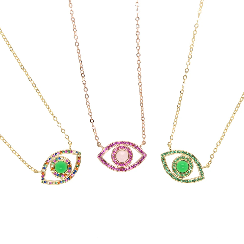 Золотая радужная/зеленый/розовый/красный/фианит Турецкий Дурной глаз кулон