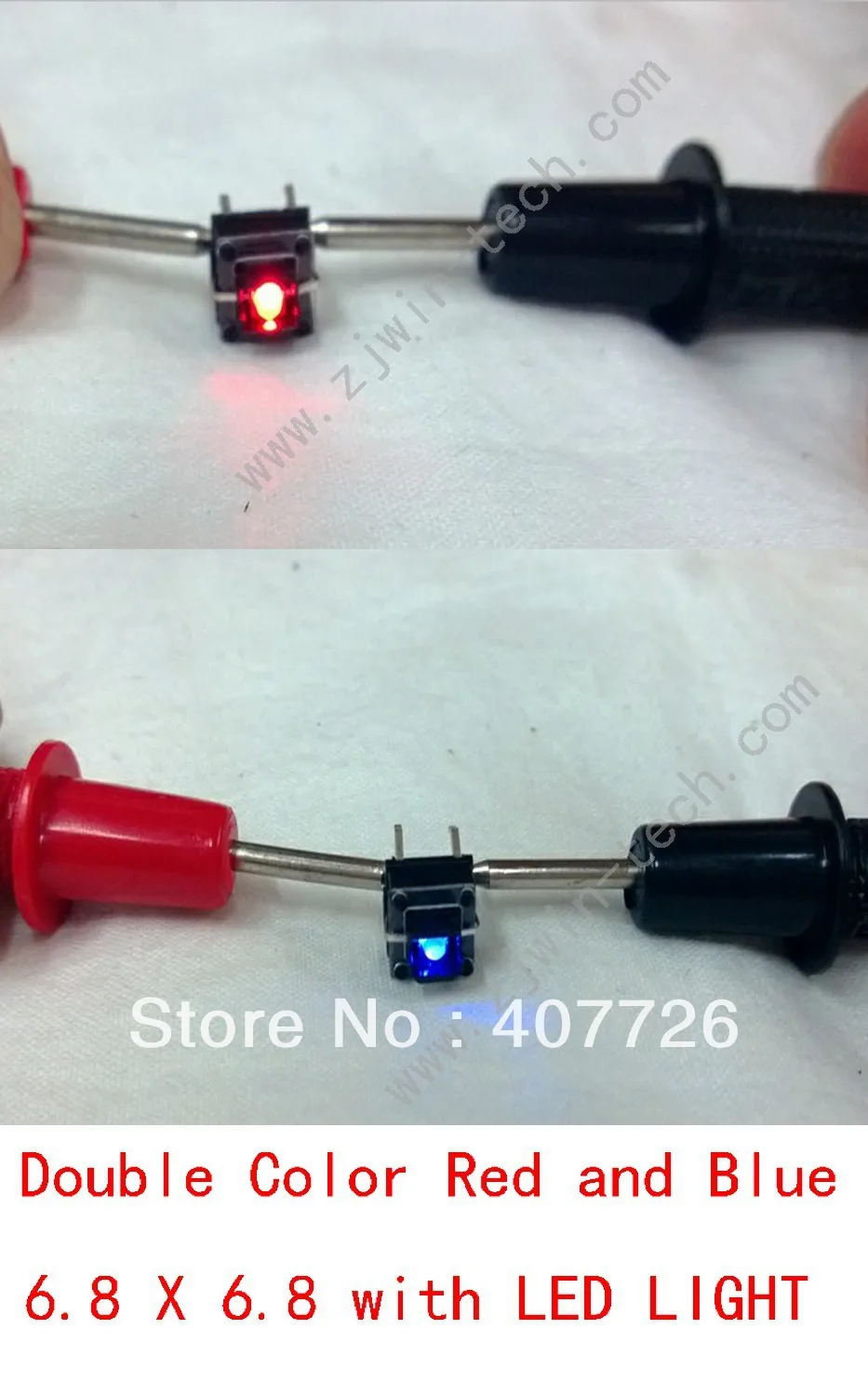

Free shipping 50pcs/lot lighting switch 6.8X6.8 Red&Blue double color tact switch